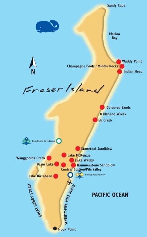 Fraser Island Lakes Map Fraser-Island-Map | Rainbow Beach Tourist Information Centre